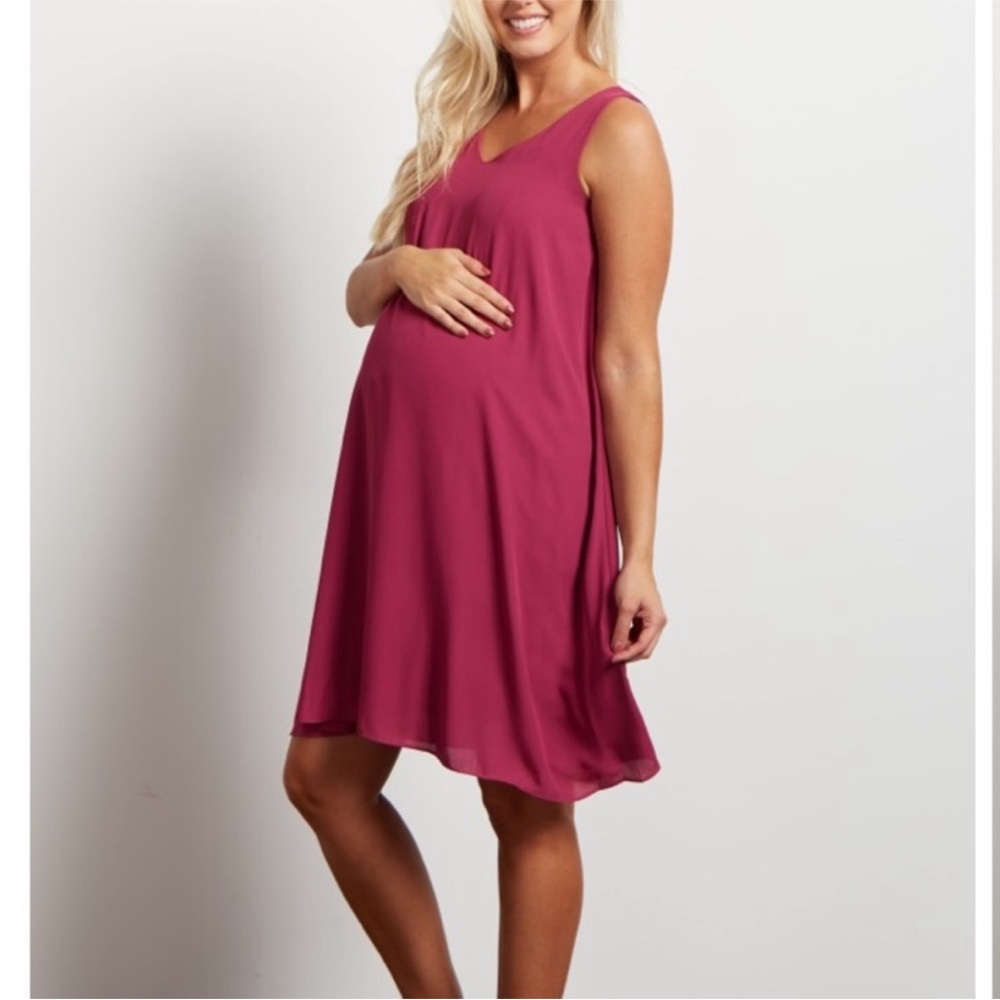 Pinkblush Red Chiffon Maternity Dress – Size Large
